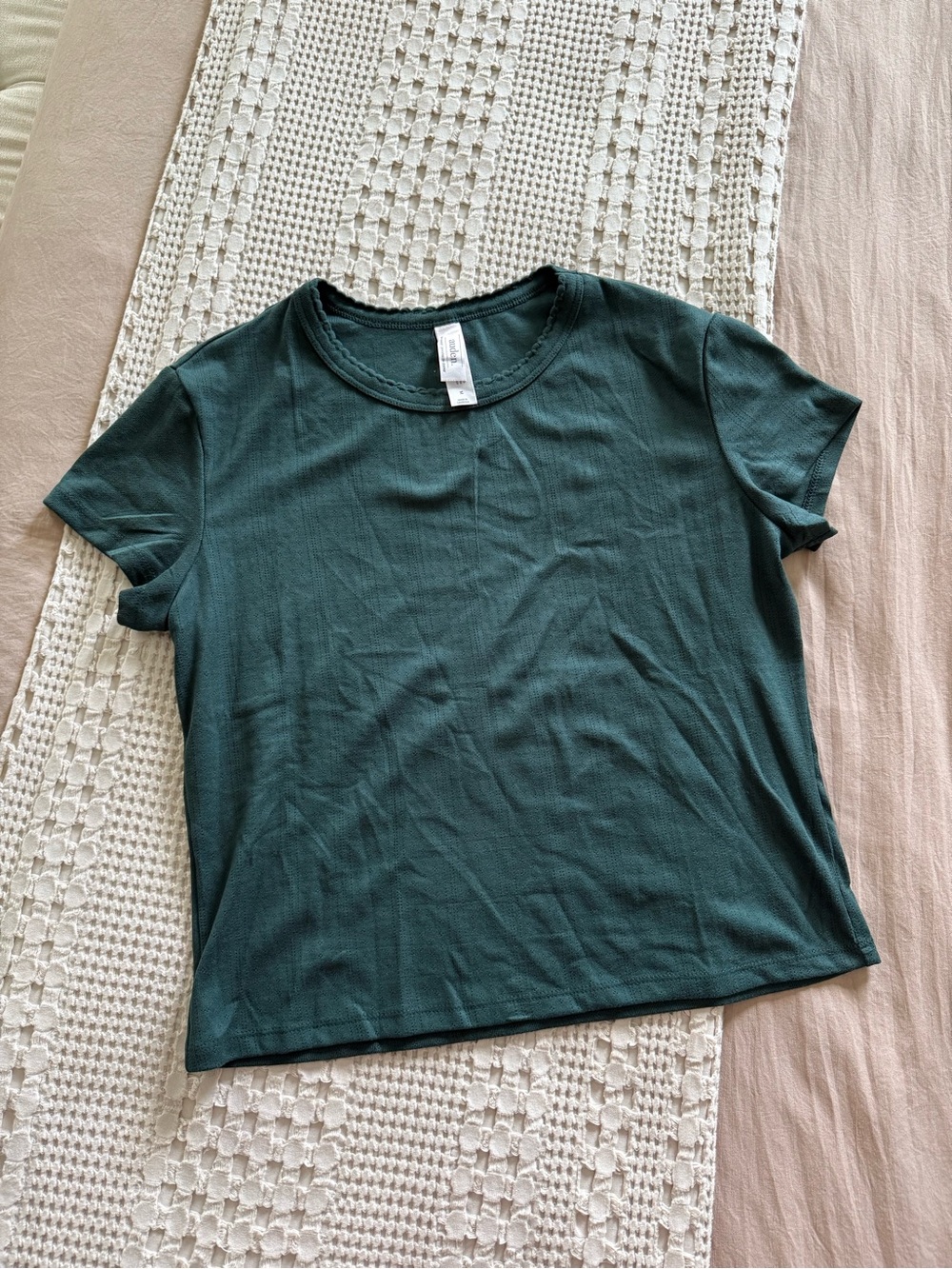 NEW Auden Green Ribbed Short Sleeve Tee Size M